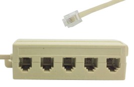 Home Telephone 5-Way Modular Outlet Landline Jack Cable Cord Wire Splitter VWLTW - £6.46 GBP