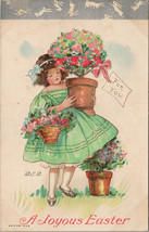 A Joyous Easter Vintage Illustrated Silver Detail Embossed Postcard PC405 - £10.38 GBP