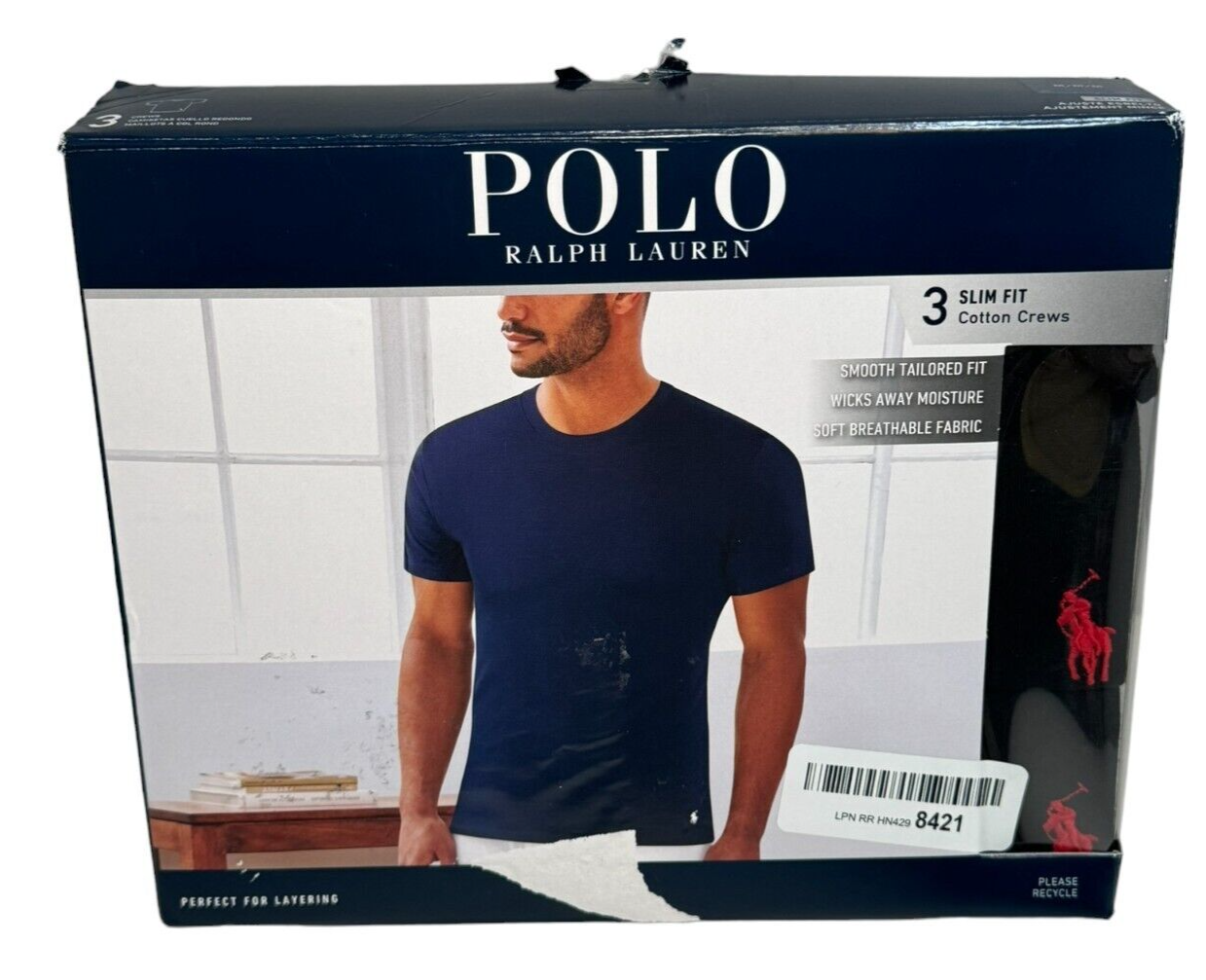 Polo Ralph Lauren Men Black Slim Fit Crewneck 3-pack Undershirt Size M Black - $36.58