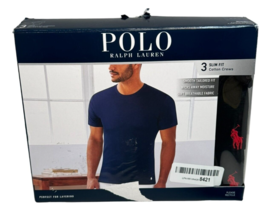Polo Ralph Lauren Men Black Slim Fit Crewneck 3-pack Undershirt Size M B... - $36.58
