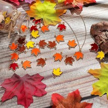 48 Maple Leaf Charms Gold Enamel Pendants Fall Leaves Set Yellow Brown Bulk - £17.54 GBP