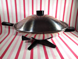 Fantastic Mid Century Farberware 3pc Electric Flying Saucer 14&quot; Stainless Wok - £37.36 GBP