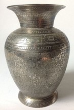 Vintage Etched Engraved Silverplate Vase Urn 5&quot; Tall - £19.87 GBP