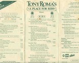 Tony Roma&#39;s Placemat Menu A Place For Ribs 1990&#39;s - £14.03 GBP
