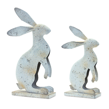 Charming Weathered Iron Rabbit Figurines (Set Of 2) - £39.89 GBP