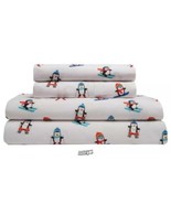Holly Jolly Microfiber Skiing Penguins Sheets Queen Pillowcase Holiday C... - £26.26 GBP