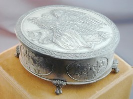 The American Freedom Sterling Silver Footed Box Eagle Flag Scenes - $350.00