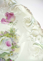 1910s Pearl Lusterware Fruit Bowl Cabbage Rose Bouquet Antique Art Nouveau Shimm - £70.82 GBP