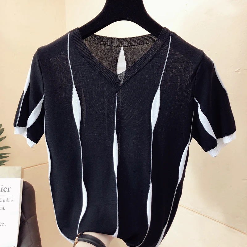 Women Spring Summer Style   Pullovers Lady Casual work Color V-Neck Shor... - $121.35