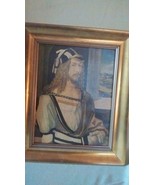 Vintage small oil reproduction of painting: Self-Portrait with Gloves  - $115.45 CAD