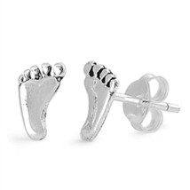 14K White Gold Plated Silver Foot Feet Stud Earrings For Women&#39;s Gifts - $23.36