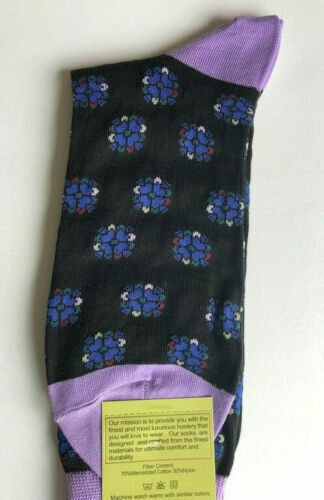Primary image for Vannucci Mens Dress Socks Sz 10-13 Black Purple Cool Color Funky Medallion