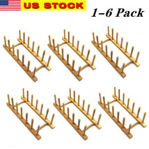 Bamboo Wooden Dish Rack, Plate Rack Stand Pot Lid Holder, Kitchen Organizer - $7.91+