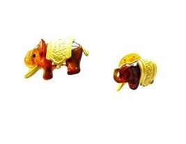 Danecraft Gold - Plated Pair of Two (2) Elephants Pin Brooch - £7.89 GBP