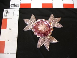 vintage sequin, sequine patch rose color flower - $10.88