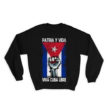 Viva Cuba Libre Sign : Gift Sweatshirt Cuban Flag Spanish Patriotic Quote Patria - £22.87 GBP