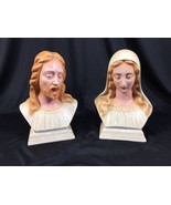 Vintage Holland Mold Jesus &amp; Mary Busts Hand Painted - £23.97 GBP