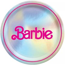 Barbie Malibu Paper Plates Pink Silver Foil Metallic Decor Birthday Part... - $4.85