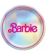 Barbie Malibu Paper Plates Pink Silver Foil Metallic Decor Birthday Part... - £3.88 GBP