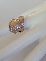 WM. A. Rogers Oneida Silver Spoon Ring size 4.5 adjustable floral pretty Vintage - £15.12 GBP