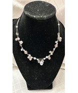 Silver Tone champagne, and blue Faux  Pearl Beaded 17&quot;  Adjustable Necklace - $5.01