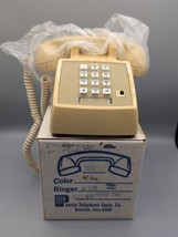 New At&amp;T Push Button Desk Phone Beige Ivory 2500 Mmgb Landline Telephone W Box - £74.81 GBP