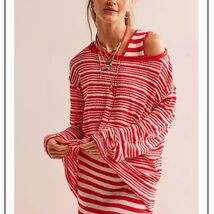 Free People Sz S Oversized Pulover Open Stretch Open Knit Textured Sweat... - $548.31 MXN