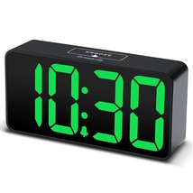 Compact Digital Alarm Clock With Usb Port For Charging, 0-100% Brightness Dimmer - £23.59 GBP