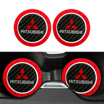 Brand New 2PCS Mitsubishi Real Carbon Fiber Car Cup Holder Pad Water Cup Slot No - £11.79 GBP