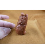 (Y-COY-SI-552) Goldstone COYOTE gemstone carving FIGURINE I love baby CO... - $14.01
