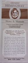 Vintage Ernest Hemingway Home &amp; Museum Flyer  - $37.88 MXN