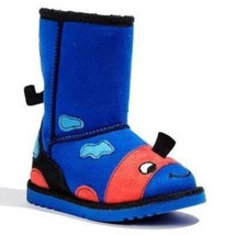 Boys Boots Winter Blue Dinosaur Toddler Jumping Beans Midcalf Side Zipper $40- 6 - $14.85