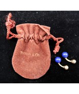 Vtg Tiffany Co 14k Gold &amp; Lapis Cufflinks w/ Original Brown Bag Estate F... - $1,200.00