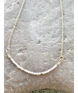 Gold Moonstone Crystal Beaded Necklace, Gold Filled Chain Crystal Neckla... - $56.00