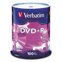 Verbatim DVD+R Discs 4.7GB 16x Spindle 100/Pack 95098 - £45.80 GBP