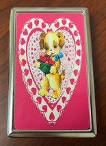 Vintage Heart Puppy Silver Metal Cigarette Case RFID Protection Wallet Pink - £13.41 GBP