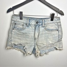 American Eagle Outfitters AEO Tomgirl Shorts light wash Size 2 Raw Hem H... - $374.40 MXN