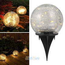 Globe Solar Lights Cracked Glass Ball  LED for Pathway Patio Yard Lawn - £35.16 GBP