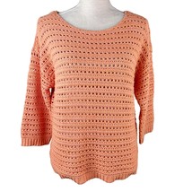 Coldwater Creek Tradewinds Sweater S Sunset Open Knit 3/4 Sleeves New - $35.00