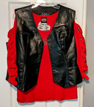 Womens Leather Gallery Vest FREE Harley-Davidson Open Shoulder Lattice S... - $62.32