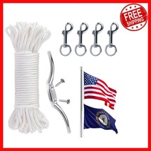 Versatile 100ft Flag Rope &amp; Clip Kit for Outdoor Flagpoles - Weather-Res... - $726.50 MXN