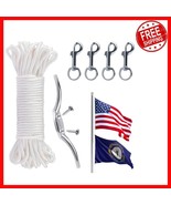 Versatile 100ft Flag Rope &amp; Clip Kit for Outdoor Flagpoles - Weather-Res... - $717.02 MXN
