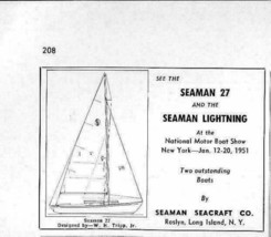 1951 Print Ad Seaman 27 &amp; Lightning Sail Boats Seaman Seacraft Roslyn,L.I. NY - £7.08 GBP