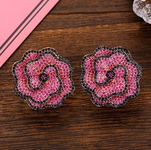 GODKI 25mm elegant Rose Flower Cubic Zirconia Small Stud Earrings for women Wedd - £41.27 GBP