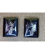 Vintage Siam Sterling Silver 925 Niello Black Enamel Pair Clip Square Ea... - €29,83 EUR