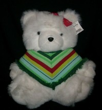 15&quot; Vintage Santa Marshall Fields Mistletoe Teddy Bear Stuffed Animal Plush Girl - £30.33 GBP
