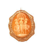 Antique Victorian Three Dancing Muses Cameo w/ 14K Gold Frame ~ Pin / Pe... - £694.75 GBP