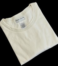 Drapers &amp; Damons Ivory Short Sleeve Shirt Size PL Crochet Trim T-Shirt T... - $11.45