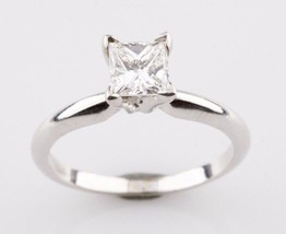 0.71 Carato Diamante Taglio Princess Solitario 14k Oro Bianco Engagement Ring 5 - £2,824.40 GBP
