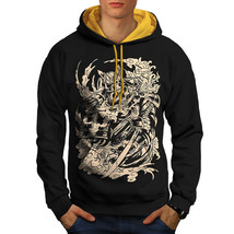 Wellcoda Dead Knight Bones Mens Contrast Hoodie, Scary Skull Casual Jumper - £31.19 GBP